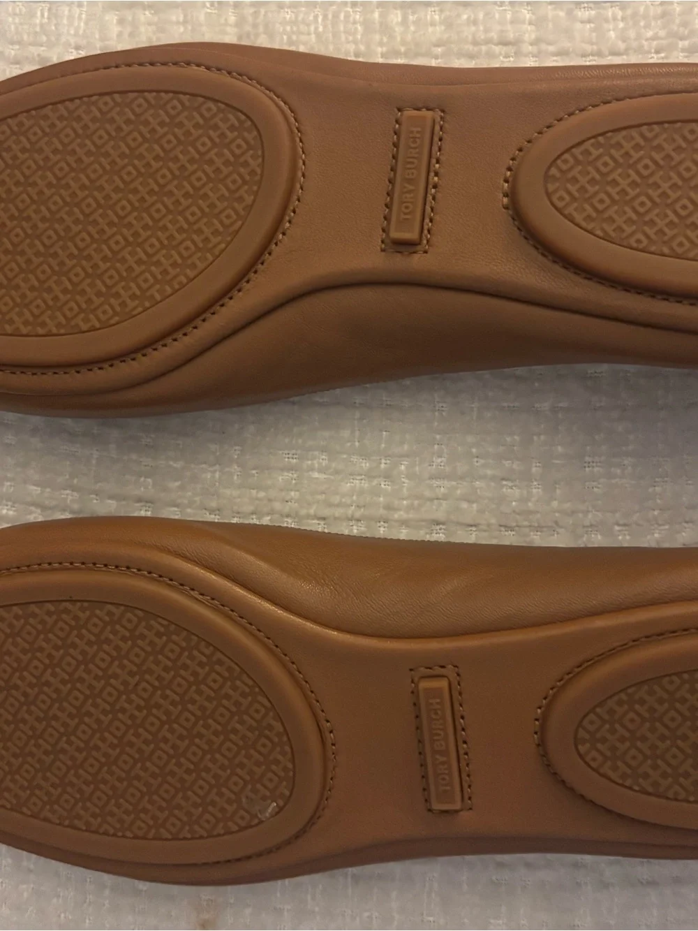 Tory Burch Tan Leather Minnie Travel Ballet Flats size 8.5